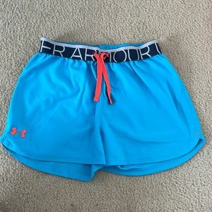 Girls blue and orange under armor shorts